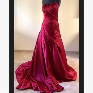 Stunning Red Satin Ball Gown with Train